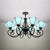 Rustic Petal Shape Chandelier Light Blue and Clear Glass Shade 8 Lights Pendant Light for Hallway Blue Clearhalo 'Ceiling Lights' 'Chandeliers' 'Industrial' 'Middle Century Chandeliers' 'Tiffany Chandeliers' 'Tiffany close to ceiling' 'Tiffany' Lighting' 94547