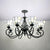 Bowl Hanging Chandelier with Black Curved Arm Tiffany 8 Lights Indoor Pendant Light in White for Hall White Clearhalo 'Ceiling Lights' 'Chandeliers' 'Industrial' 'Middle Century Chandeliers' 'Tiffany Chandeliers' 'Tiffany close to ceiling' 'Tiffany' Lighting' 94558