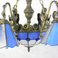 Blue 9 Lights Pendant Chandelier Tiffany Stained Glass Conical Hanging Light for Dining Room Clearhalo 'Ceiling Lights' 'Chandeliers' 'Industrial' 'Middle Century Chandeliers' 'Tiffany Chandeliers' 'Tiffany close to ceiling' 'Tiffany' Lighting' 94582