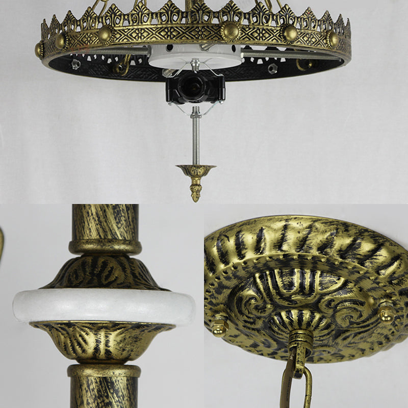 Modern Mosaic Bowl Suspension Light Stained Glass Pendant Lamp in Antique Brass for Library Clearhalo 'Ceiling Lights' 'Chandeliers' 'Industrial' 'Middle Century Chandeliers' 'Tiffany Chandeliers' 'Tiffany close to ceiling' 'Tiffany' Lighting' 94589