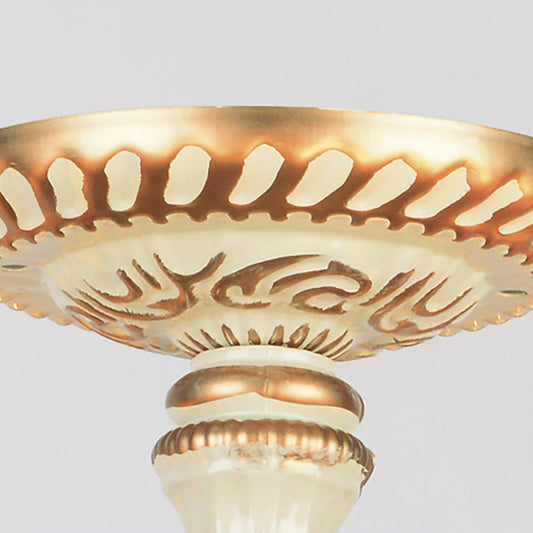 Bowl Hanging Chandelier with Shelly Shade Vintage Multi Light Ceiling Lamp for Living Room Clearhalo 'Ceiling Lights' 'Chandeliers' 'Close To Ceiling Lights' 'Close to ceiling' 'Glass shade' 'Glass' 'Island Lights' 'Semi-flushmount' 'Tiffany close to ceiling' 'Tiffany' Lighting' 94884