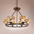 Dragonfly Suspension Light with Bowl Shade Stained Glass 6 Lights Indoor Chandelier Light for Foyer Black Clearhalo 'Ceiling Lights' 'Chandeliers' 'Industrial' 'Middle Century Chandeliers' 'Tiffany Chandeliers' 'Tiffany close to ceiling' 'Tiffany' Lighting' 94983