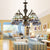 Baroque Dome Suspended Light 5 Lights Stained Glass Chandelier Lamp in Blue for Living Room Blue Clearhalo 'Ceiling Lights' 'Chandeliers' 'Industrial' 'Middle Century Chandeliers' 'Tiffany Chandeliers' 'Tiffany close to ceiling' 'Tiffany' Lighting' 95119