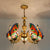 Loft Style Butterfly Ceiling Light Fixture with Adjustable Chain Stained Glass Foyer Pendant Light in White/Red/Blue/Orange-Green Orange-Green Clearhalo 'Ceiling Lights' 'Chandeliers' 'Industrial' 'Middle Century Chandeliers' 'Tiffany Chandeliers' 'Tiffany close to ceiling' 'Tiffany' Lighting' 95479