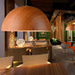 Aluminum Domed Pendant Lighting Contemporary 1 Head Balcony Suspension Light with Wood Design in Dark Brown/Light Brown Dark Brown Clearhalo 'Ceiling Lights' 'Modern Pendants' 'Modern' 'Pendant Lights' 'Pendants' Lighting' 95890