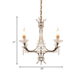 3 Heads Candelabra Pendant Chandelier Antiqued Rust Finish Ice Crystal Hanging Ceiling Light Clearhalo 'Ceiling Lights' 'Chandeliers' Lighting' options 959689