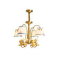 Monkey Bedroom Pendant Chandelier Metal 4 Bulbs Cartoon Suspension Light with Blue Fabric Shade in Brass Clearhalo 'Ceiling Lights' 'Chandeliers' Lighting' options 959699