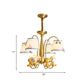 Monkey Bedroom Pendant Chandelier Metal 4 Bulbs Cartoon Suspension Light with Blue Fabric Shade in Brass Clearhalo 'Ceiling Lights' 'Chandeliers' Lighting' options 959701