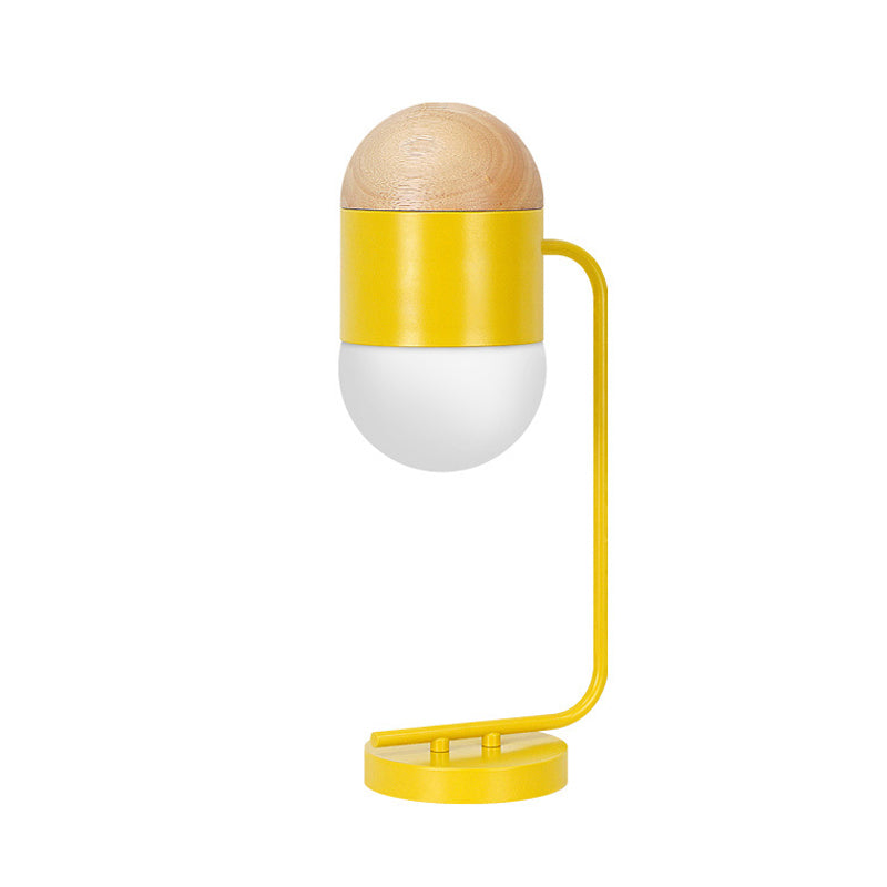 Capsule Night Light Modern Metallic Single Bedside Nightstand Lamp in Yellow and Wood Clearhalo 'Lamps' 'Table Lamps' Lighting' 959979