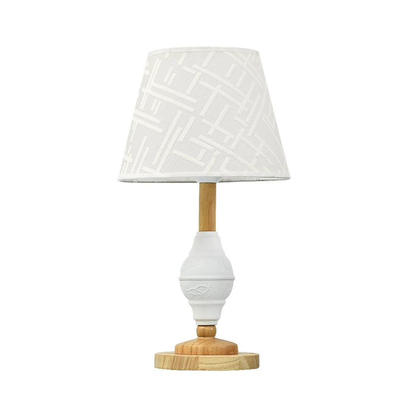 Single Living Room Nightstand Light Modernism White Table Lamp with Barrel Fabric Shade Clearhalo 'Lamps' 'Table Lamps' Lighting' 959991