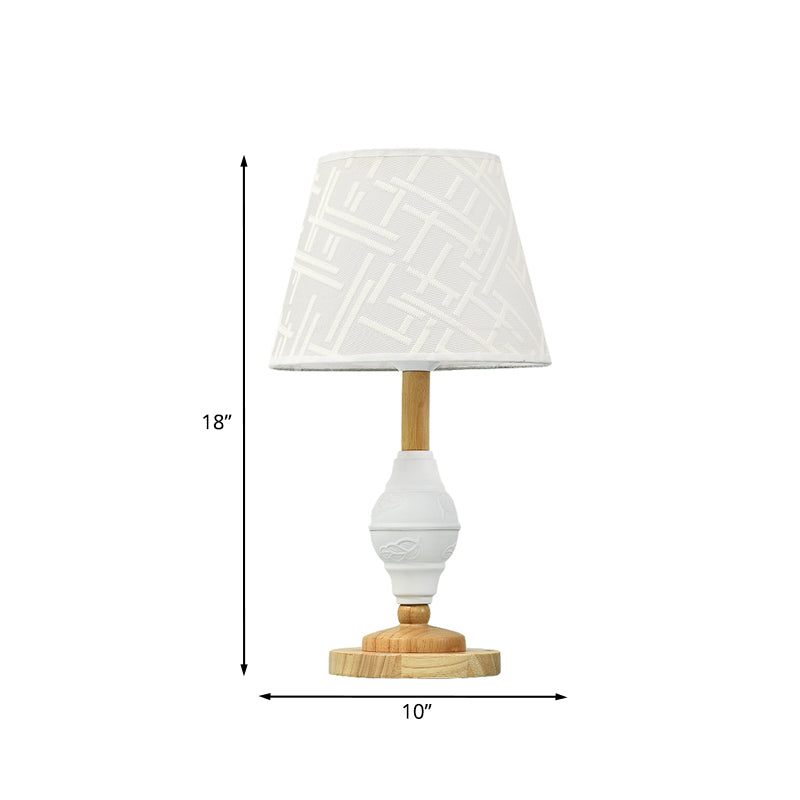Single Living Room Nightstand Light Modernism White Table Lamp with Barrel Fabric Shade Clearhalo 'Lamps' 'Table Lamps' Lighting' 959992