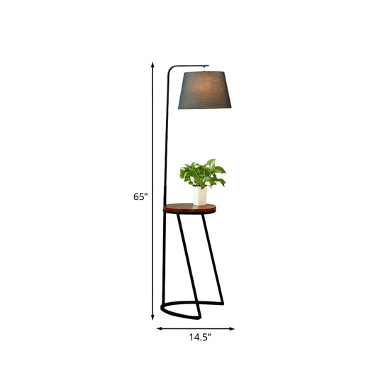 Black Barrel Floor Desk Lighting Modernist 1 Bulb Fabric Standard Lamp for Living Room Clearhalo 'Floor Lamps' 'Lamps' Lighting' 960053