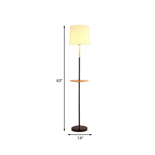 Drum Living Room Floor Table Light Fabric 1-Light Minimalist Standing Lamp in Flaxen Clearhalo 'Floor Lamps' 'Lamps' Lighting' 960057