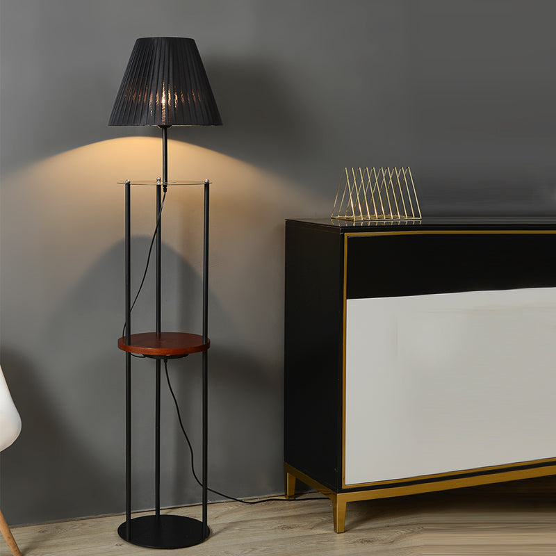 Pleated Fabric Conic Floor Table Light Contemporary 1 Light Black ...