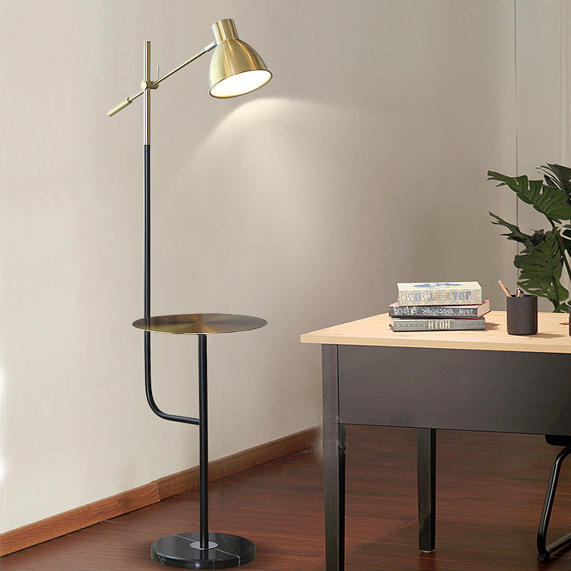 Dome Living Room Floor Desk Lamp Metal 1 Light Modernist Standard Light with Balance Arm in Gold and Black Gold Clearhalo 'Floor Lamps' 'Lamps' Lighting' 960102