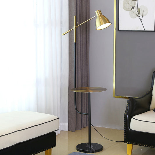 Dome Living Room Floor Desk Lamp Metal 1 Light Modernist Standard Light with Balance Arm in Gold and Black Clearhalo 'Floor Lamps' 'Lamps' Lighting' 960103