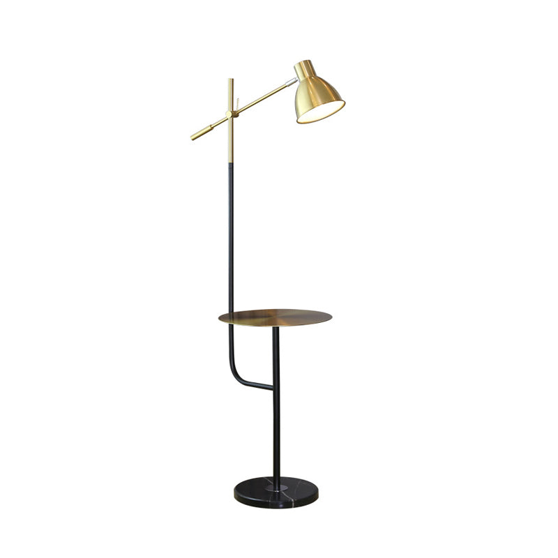 Dome Living Room Floor Desk Lamp Metal 1 Light Modernist Standard Light with Balance Arm in Gold and Black Clearhalo 'Floor Lamps' 'Lamps' Lighting' 960104