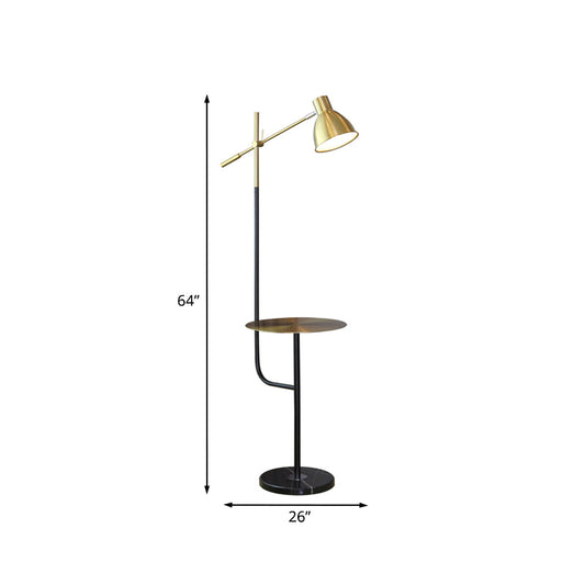 Dome Living Room Floor Desk Lamp Metal 1 Light Modernist Standard Light with Balance Arm in Gold and Black Clearhalo 'Floor Lamps' 'Lamps' Lighting' 960105