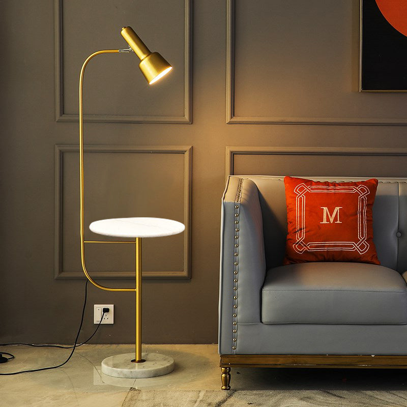 Gold Finish Tube Floor Desk Lighting Modernism Single Metallic Floor Stand Lamp for Living Room Gold Clearhalo 'Floor Lamps' 'Lamps' Lighting' 960106