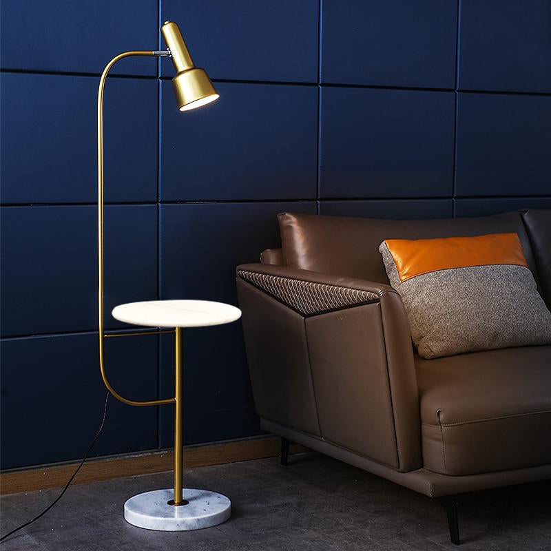 Gold Finish Tube Floor Desk Lighting Modernism Single Metallic Floor Stand Lamp for Living Room Clearhalo 'Floor Lamps' 'Lamps' Lighting' 960107