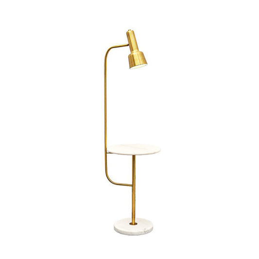 Gold Finish Tube Floor Desk Lighting Modernism Single Metallic Floor Stand Lamp for Living Room Clearhalo 'Floor Lamps' 'Lamps' Lighting' 960108