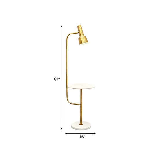Gold Finish Tube Floor Desk Lighting Modernism Single Metallic Floor Stand Lamp for Living Room Clearhalo 'Floor Lamps' 'Lamps' Lighting' 960109