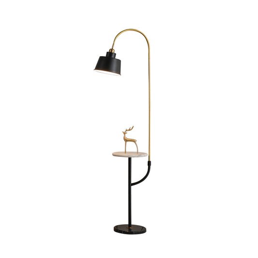 1 Head Living Room Stand Desk Light Modernist Black Finish Floor Lamp with Trapezium Metal Shade Clearhalo 'Floor Lamps' 'Lamps' Lighting' 960112