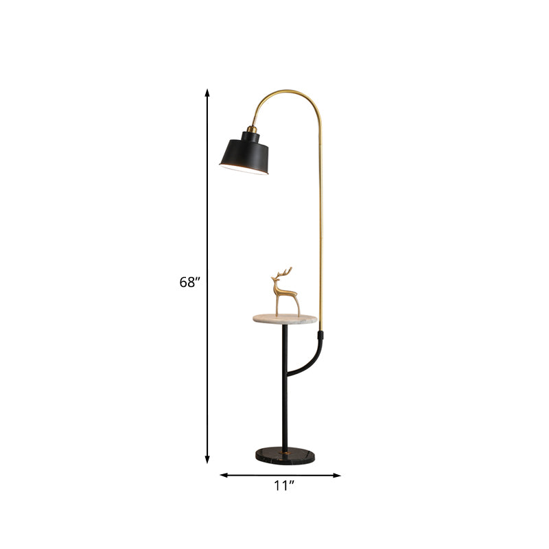 1 Head Living Room Stand Desk Light Modernist Black Finish Floor Lamp with Trapezium Metal Shade Clearhalo 'Floor Lamps' 'Lamps' Lighting' 960113