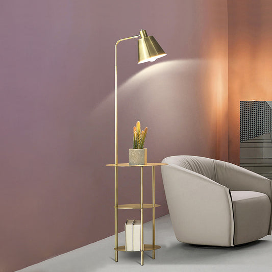 Modernism 1 Bulb Standing Light with Metal Shade Gold Finish Cone Floor Table Lamp Clearhalo 'Floor Lamps' 'Lamps' Lighting' 960115