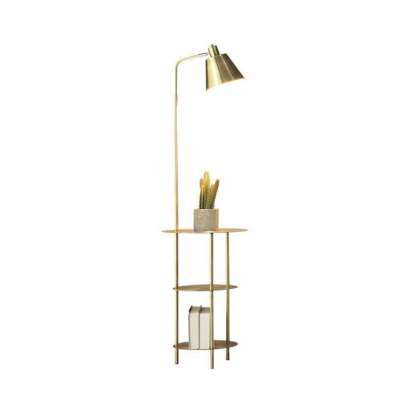 Modernism 1 Bulb Standing Light with Metal Shade Gold Finish Cone Floor Table Lamp Clearhalo 'Floor Lamps' 'Lamps' Lighting' 960116