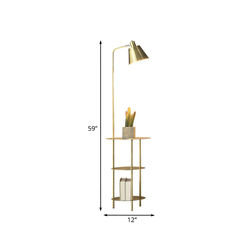 Modernism 1 Bulb Standing Light with Metal Shade Gold Finish Cone Floor Table Lamp Clearhalo 'Floor Lamps' 'Lamps' Lighting' 960117