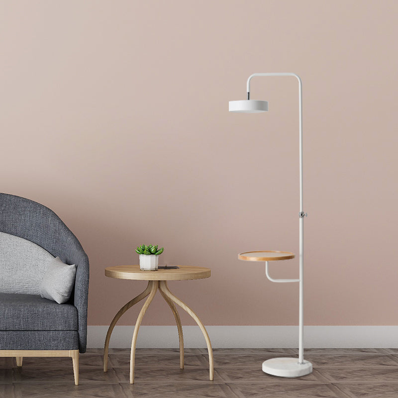 White Finish Circle Floor Desk Lamp Modernism LED Metal Standing Light with Marble Base Clearhalo 'Floor Lamps' 'Lamps' Lighting' 960127