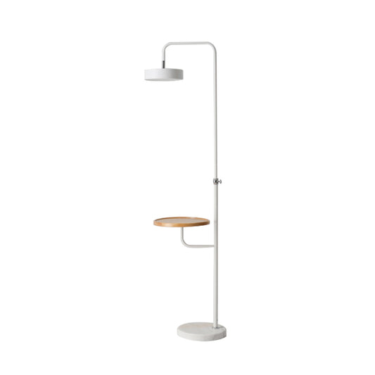 White Finish Circle Floor Desk Lamp Modernism LED Metal Standing Light with Marble Base Clearhalo 'Floor Lamps' 'Lamps' Lighting' 960128