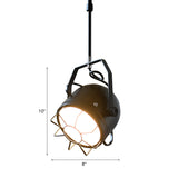 1 Light Hanging Ceiling Light Industrial Bell Shade Metallic Adjustable Pendant Lighting with Wire Guard in Black Clearhalo 'Art Deco Pendants' 'Black' 'Cast Iron' 'Ceiling Lights' 'Ceramic' 'Crystal' 'Industrial Pendants' 'Industrial' 'Metal' 'Middle Century Pendants' 'Pendant Lights' 'Pendants' 'Rustic Pendants' 'Tiffany' Lighting' 96090