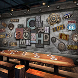 Extra Large Faux Wood Mural Steampunk Novelty Wall Covering in Dark Brown, Custom Size Available Clearhalo 'Wall Decor' 'Wall Mural' 961454