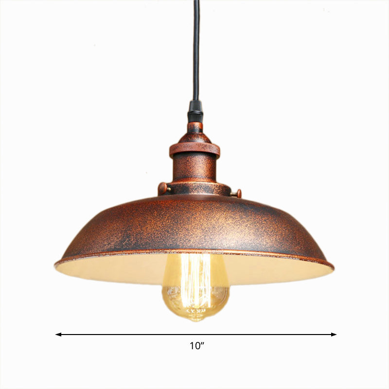 1 Bulb Barn Hanging Ceiling Light Antique Style Rust Wrought Iron Pendant Lamp with Adjustable Cord Clearhalo 'Art Deco Pendants' 'Cast Iron' 'Ceiling Lights' 'Ceramic' 'Crystal' 'Industrial Pendants' 'Industrial' 'Metal' 'Middle Century Pendants' 'Pendant Lights' 'Pendants' 'Tiffany' Lighting' 96151