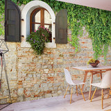 Fresh Leaf and Wall Mural for Restaurant Decor, Whole Wall Art in Pastel Green