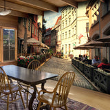 European Street Wall Mural in Brown, Minimalist Wall Covering for Coffee Shop Clearhalo 'Wall Decor' 'Wall Mural' 961575