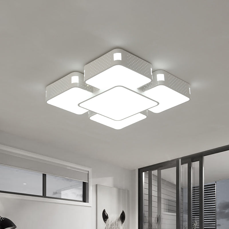 22"/38"/47" W Cube Flush Mount Lamp Modern Acrylic Warm/White Lighting LED Living Room Ceiling Light Fixture in Black/White Clearhalo 'Ceiling Lights' 'Close To Ceiling Lights' 'Close to ceiling' 'Flush mount' Lighting' 961937