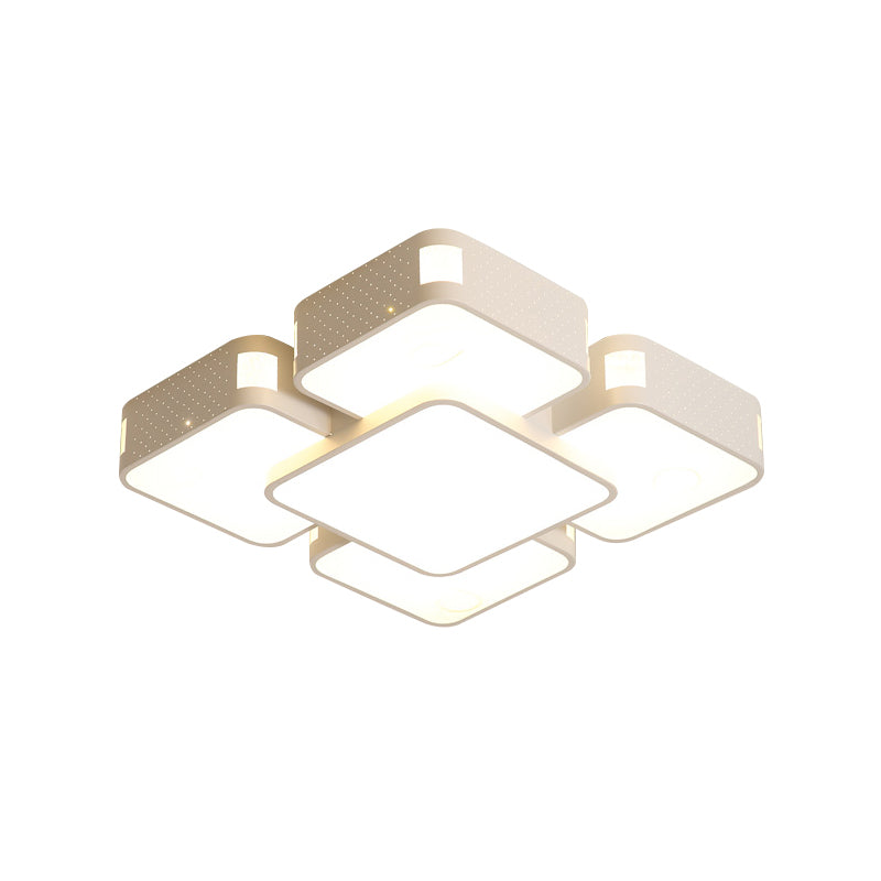 22"/38"/47" W Cube Flush Mount Lamp Modern Acrylic Warm/White Lighting LED Living Room Ceiling Light Fixture in Black/White Clearhalo 'Ceiling Lights' 'Close To Ceiling Lights' 'Close to ceiling' 'Flush mount' Lighting' 961939