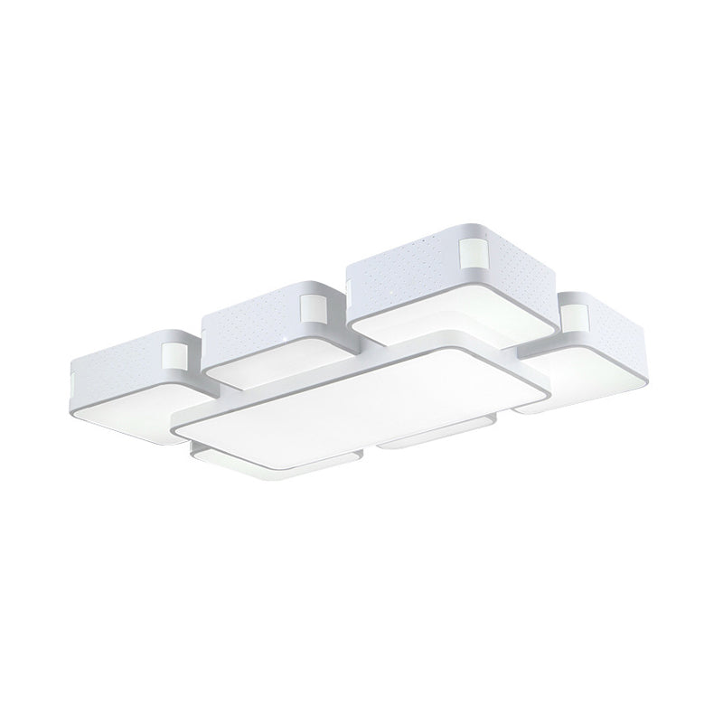 22"/38"/47" W Cube Flush Mount Lamp Modern Acrylic Warm/White Lighting LED Living Room Ceiling Light Fixture in Black/White Clearhalo 'Ceiling Lights' 'Close To Ceiling Lights' 'Close to ceiling' 'Flush mount' Lighting' 961943