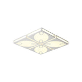 Square Ceiling Mounted Light with Oval Pattern Contemporary Acrylic 19.5"/23.5" W LED Black/White Flush Mount Lamp, Warm/White Light Clearhalo 'Ceiling Lights' 'Close To Ceiling Lights' 'Close to ceiling' 'Flush mount' Lighting' 961952