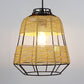 Barrel Metal Cage Hanging Lamp Chinese Straw Rope 1-Light Beige Drop Ceiling Light for Living Room Restaurant Clearhalo 'Ceiling Lights' 'Pendant Lights' 'Pendants' Lighting' 962022