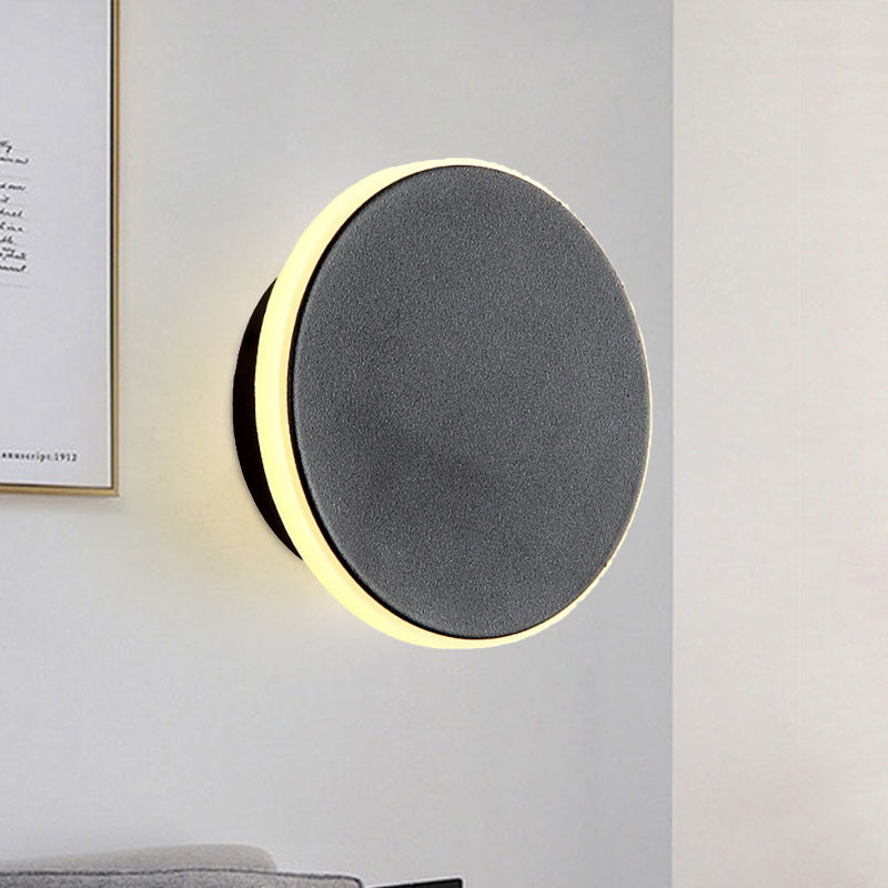Black/White Disc LED Sconce Modernism Single Acrylic Wall Lighting Ideas in Warm/White Light - Black - Clearhalo - 'Modern wall lights' - 'Modern' - 'Wall Lamps & Sconces' - 'Wall Lights' - Lighting' - 962087