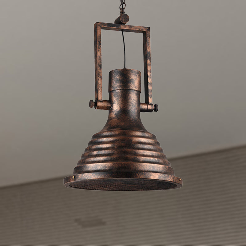 Bronze/Rust/Chrome Finish 1 Head Pendant Lamp Industrial Metallic cone Hanging Ceiling Light, 14"/16" Width Clearhalo 'Art Deco Pendants' 'Cast Iron' 'Ceiling Lights' 'Ceramic' 'Crystal' 'Industrial Pendants' 'Industrial' 'Metal' 'Middle Century Pendants' 'Pendant Lights' 'Pendants' 'Tiffany' Lighting' 962111