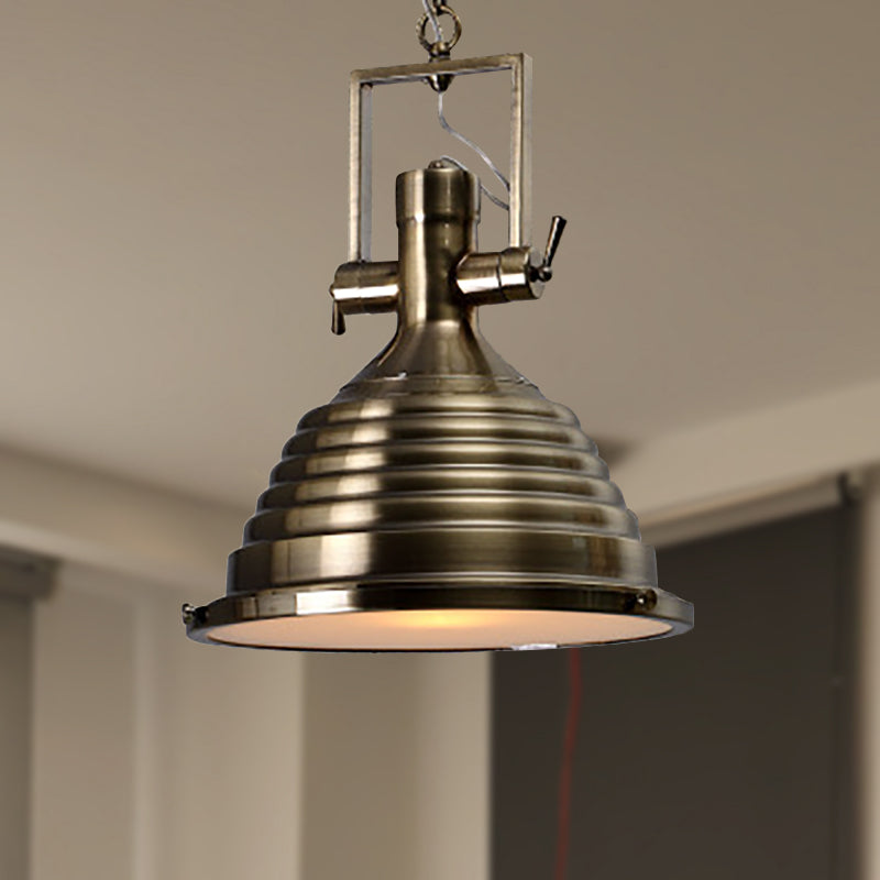 Bronze/Rust/Chrome Finish 1 Head Pendant Lamp Industrial Metallic cone Hanging Ceiling Light, 14"/16" Width Bronze Clearhalo 'Art Deco Pendants' 'Cast Iron' 'Ceiling Lights' 'Ceramic' 'Crystal' 'Industrial Pendants' 'Industrial' 'Metal' 'Middle Century Pendants' 'Pendant Lights' 'Pendants' 'Tiffany' Lighting' 962114