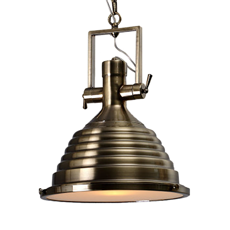 Bronze/Rust/Chrome Finish 1 Head Pendant Lamp Industrial Metallic cone Hanging Ceiling Light, 14"/16" Width Clearhalo 'Art Deco Pendants' 'Cast Iron' 'Ceiling Lights' 'Ceramic' 'Crystal' 'Industrial Pendants' 'Industrial' 'Metal' 'Middle Century Pendants' 'Pendant Lights' 'Pendants' 'Tiffany' Lighting' 962116