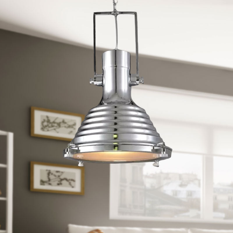 Bronze/Rust/Chrome Finish 1 Head Pendant Lamp Industrial Metallic cone Hanging Ceiling Light, 14"/16" Width Clearhalo 'Art Deco Pendants' 'Cast Iron' 'Ceiling Lights' 'Ceramic' 'Crystal' 'Industrial Pendants' 'Industrial' 'Metal' 'Middle Century Pendants' 'Pendant Lights' 'Pendants' 'Tiffany' Lighting' 962118