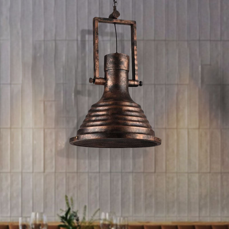 Bronze/Rust/Chrome Finish 1 Head Pendant Lamp Industrial Metallic cone Hanging Ceiling Light, 14"/16" Width Clearhalo 'Art Deco Pendants' 'Cast Iron' 'Ceiling Lights' 'Ceramic' 'Crystal' 'Industrial Pendants' 'Industrial' 'Metal' 'Middle Century Pendants' 'Pendant Lights' 'Pendants' 'Tiffany' Lighting' 962120