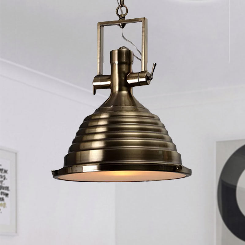 Bronze/Rust/Chrome Finish 1 Head Pendant Lamp Industrial Metallic cone Hanging Ceiling Light, 14"/16" Width Clearhalo 'Art Deco Pendants' 'Cast Iron' 'Ceiling Lights' 'Ceramic' 'Crystal' 'Industrial Pendants' 'Industrial' 'Metal' 'Middle Century Pendants' 'Pendant Lights' 'Pendants' 'Tiffany' Lighting' 962122